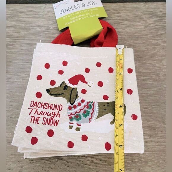 Dachshund Dog Christmas Canvas Gift Bags Set - Picture 2 of 2